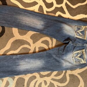 Vigoss Faded Blue Denim Jeans with Embroidered Details